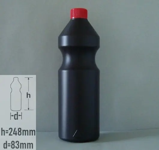 Sticla plastic 1 litru (1000ml) culoare negru cu child resistance rosu
